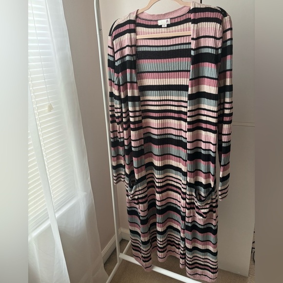 SO Sweaters - SO Striped Long Cardigan